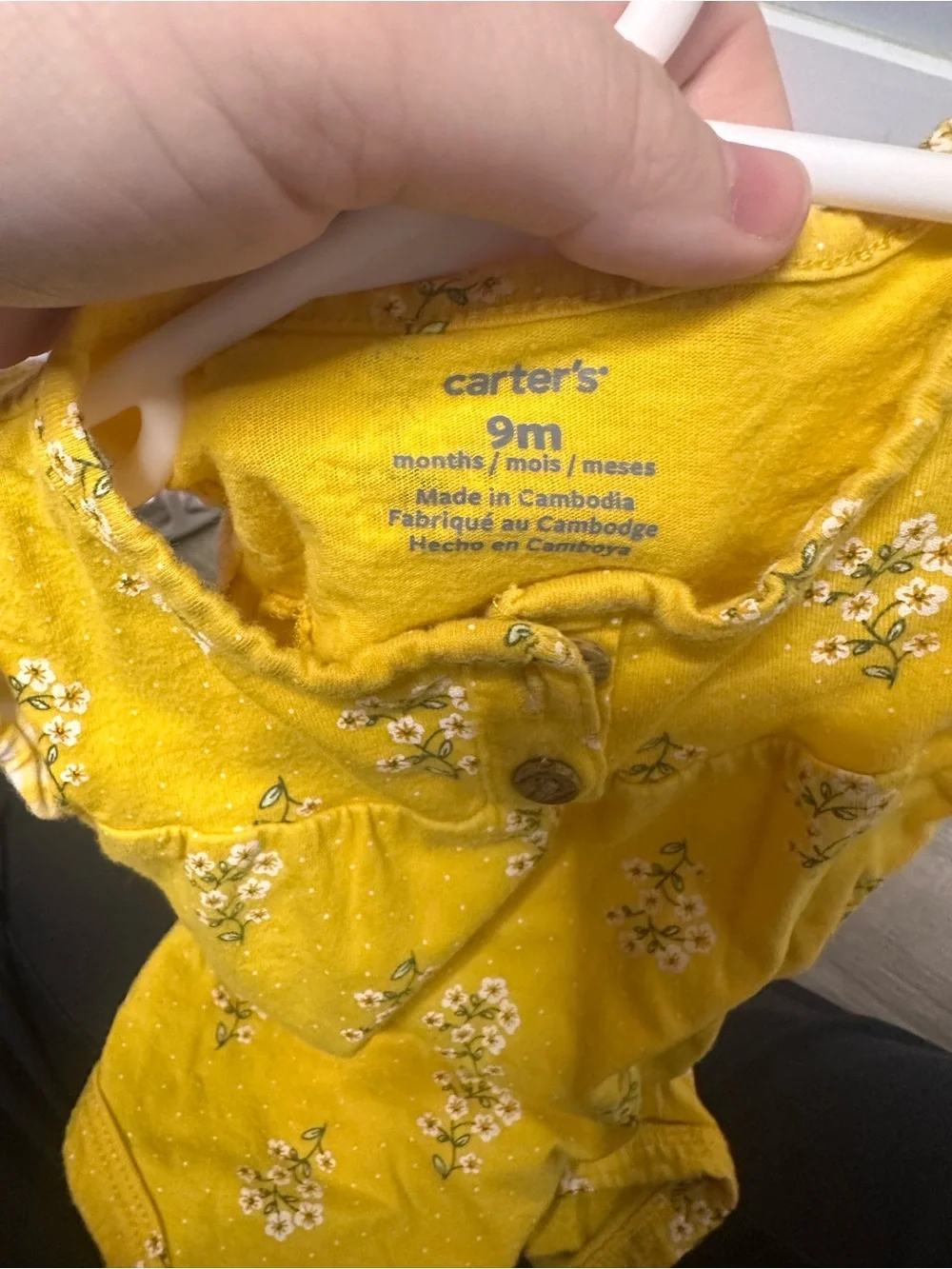 Carter's Yellow Floral Sleeveless Baby One-Piece Bodysuit